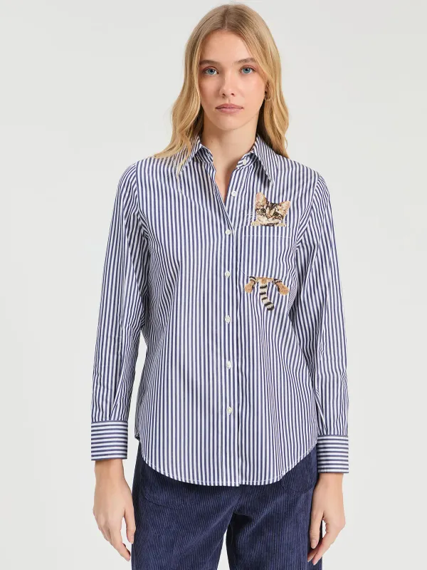 CAT STRIPE BLOUSE