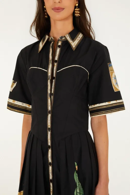 VINTAGE SOUVENIRS BLACK MIDI DRESS