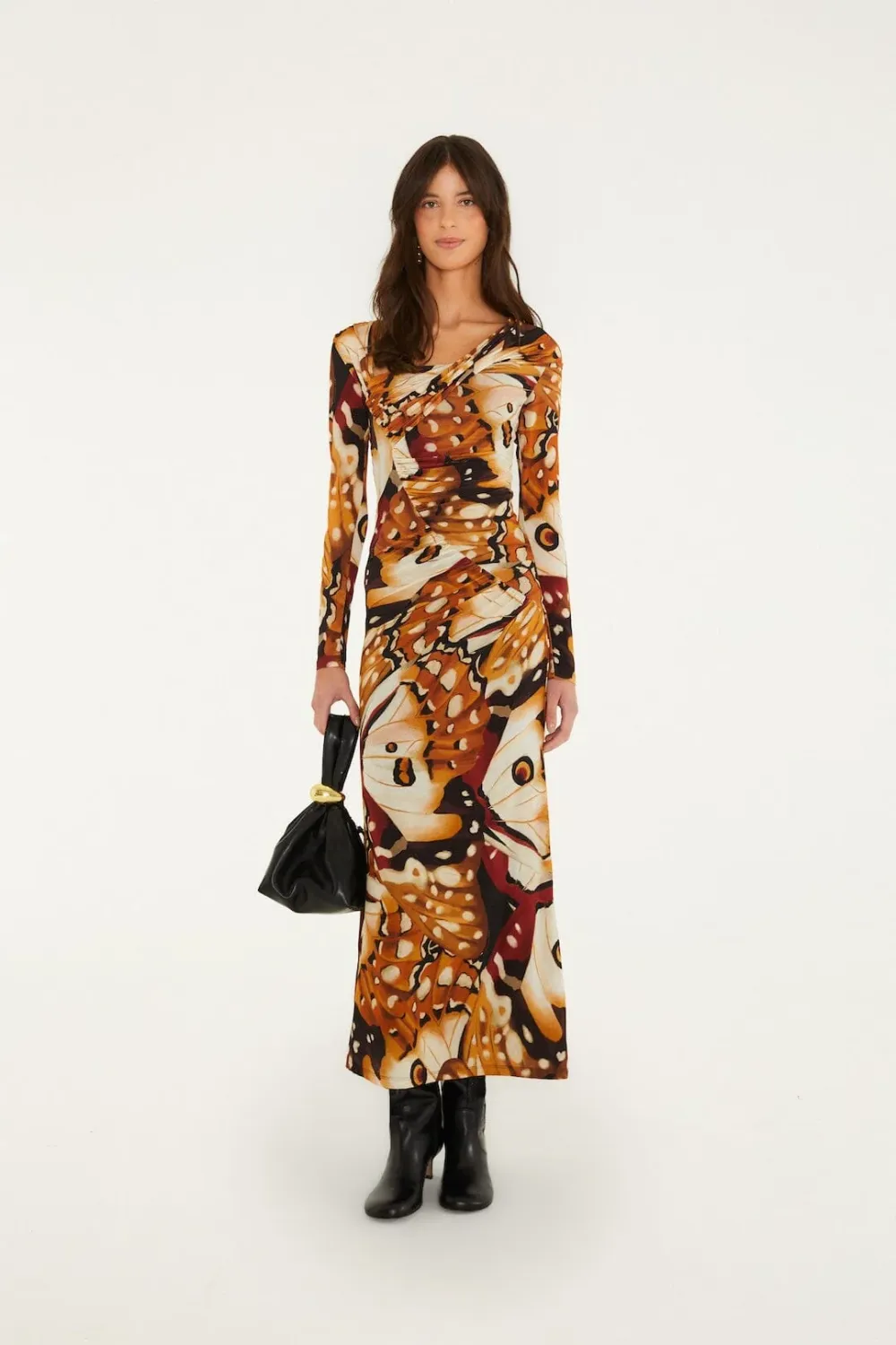 BORBOFLY MULTICOLOR LONG SLEEVE MAXI DRESS