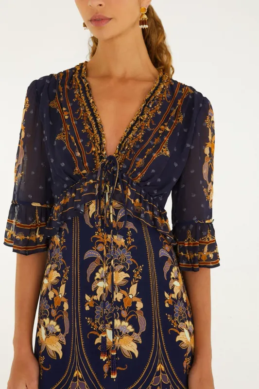 LIZ NAVY BLUE SHORT SLEEVE MINI DRESS