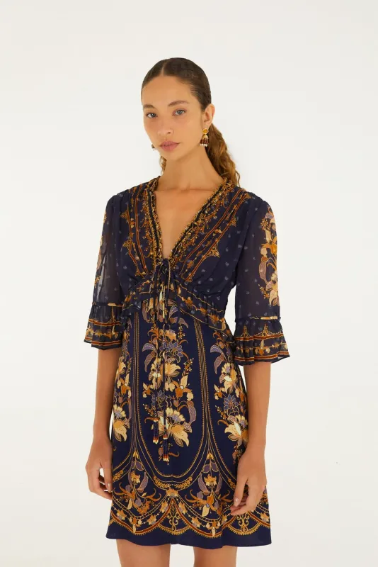 LIZ NAVY BLUE SHORT SLEEVE MINI DRESS