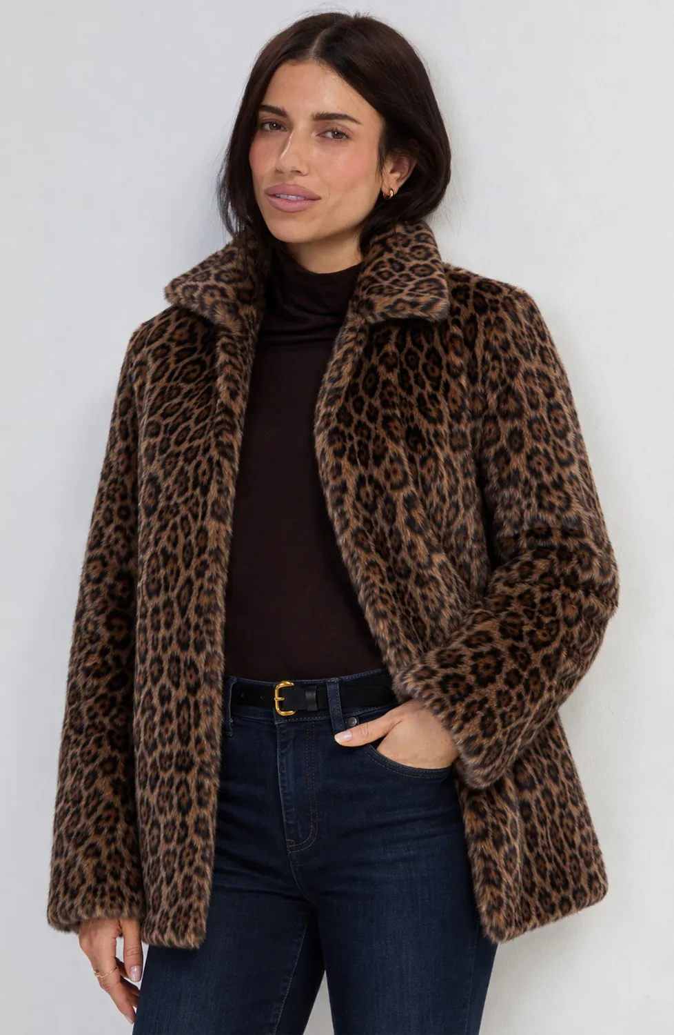 collared faux fur coat