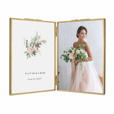 Brass Double 5 x 7 Folding Picture Frame