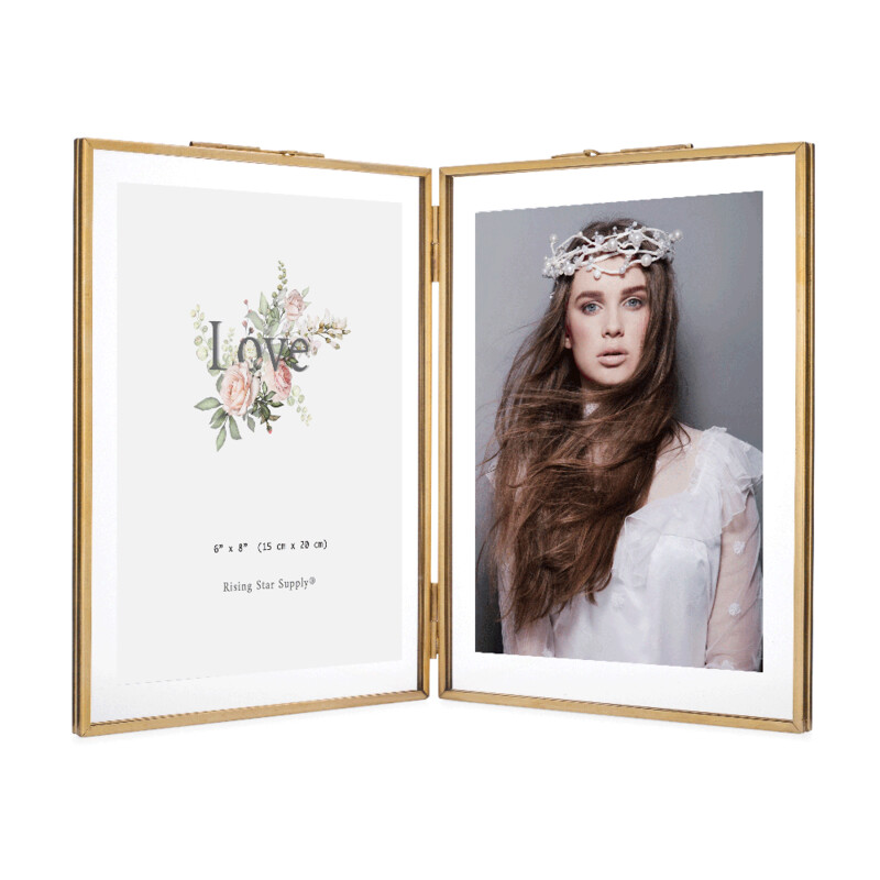 Brass Double 6 x 8 Folding Picture Frame