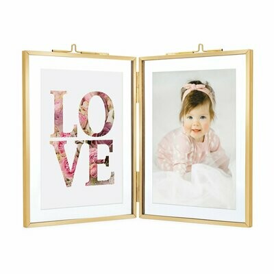 Brass Double 3.5 x 5 Folding Picture Frame