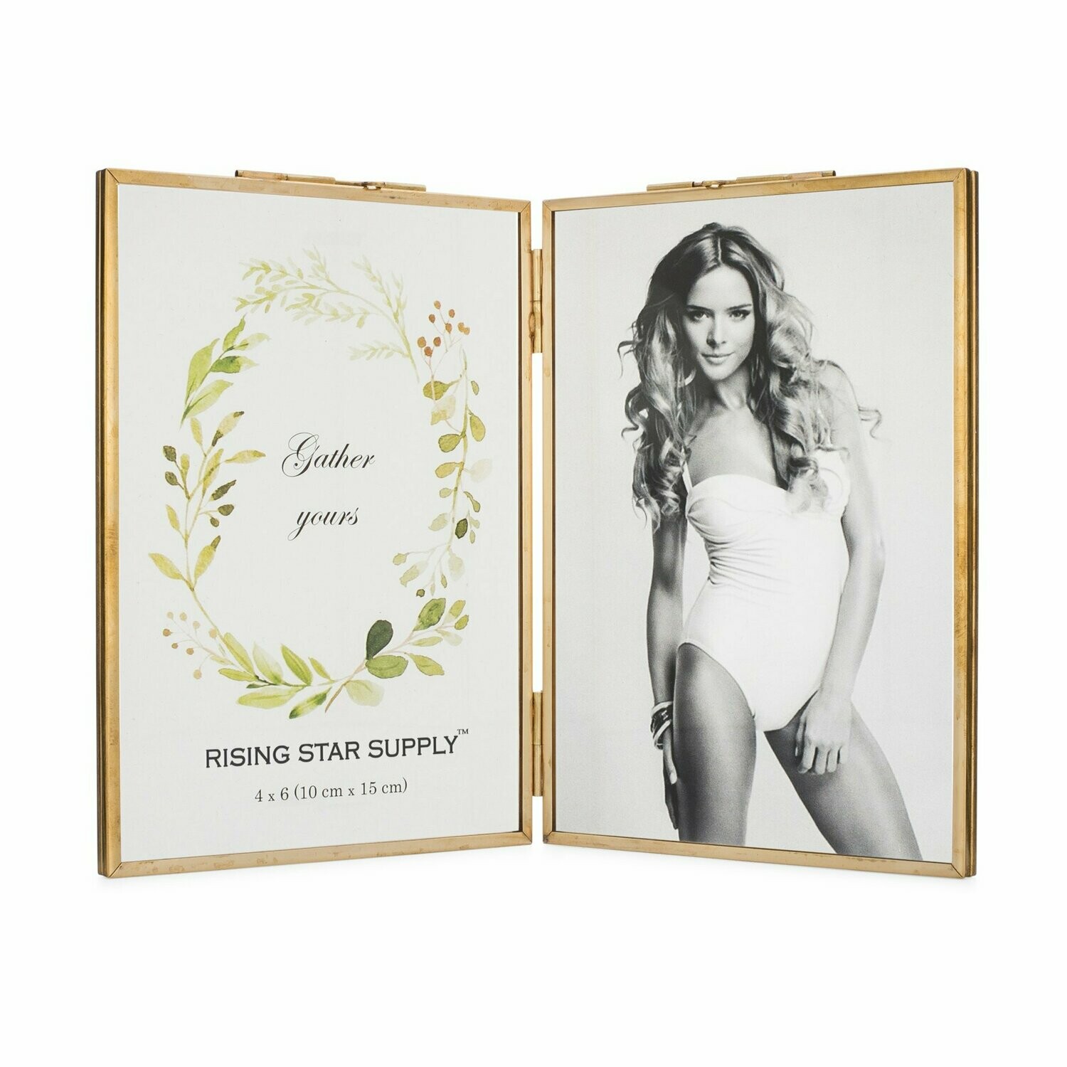 Brass Double 4 x 6 Folding Picture Frame