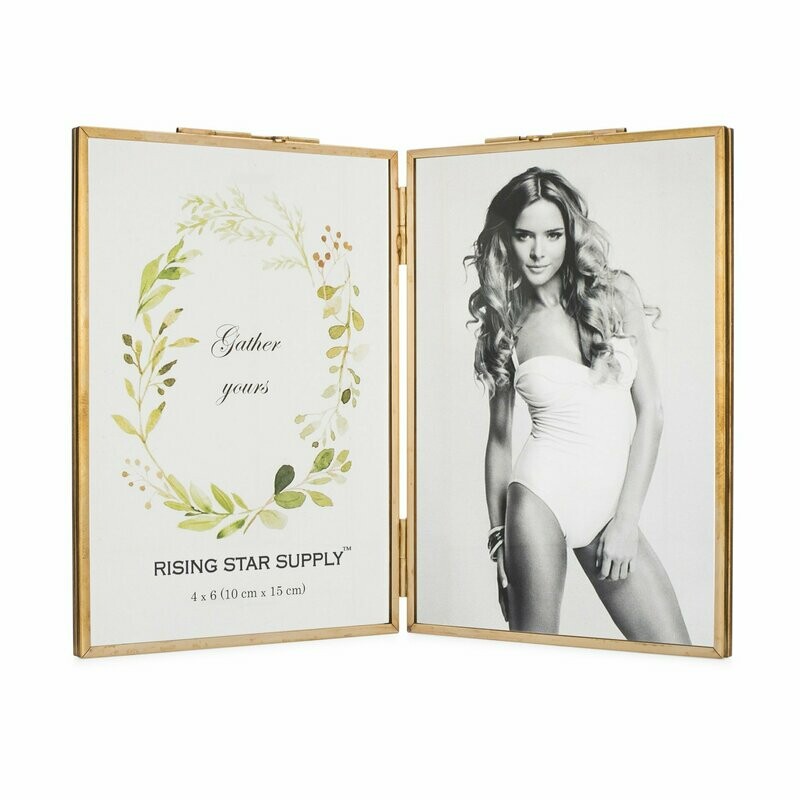 Brass Double 4 x 6 Folding Picture Frame