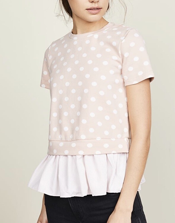 Pink And White Polka Dot Top