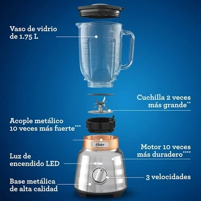 LICUADORA OSTER 3 VEL (REF: BLSTPBRG-013)
