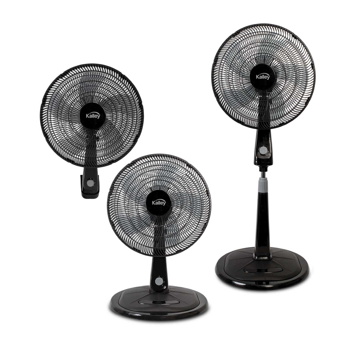VENTILADOR KALLEY 5 ASPAS 3 EN 1 (PARED, PEDESTAL Y MESA) (REF: K-V1631)