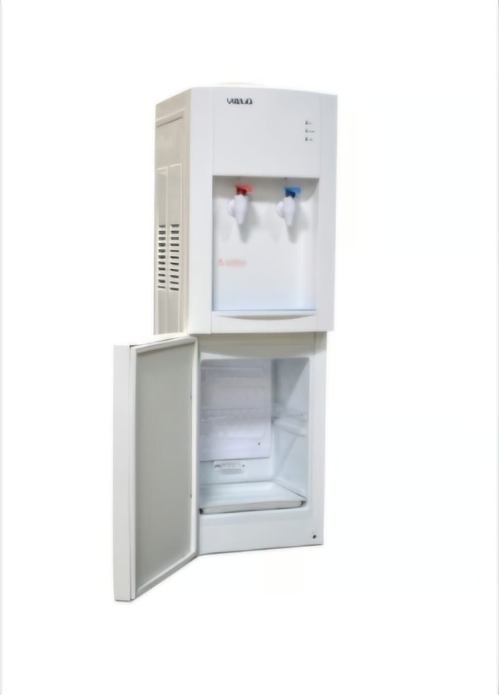 DISPENSADOR DE AGUA VISIVO CON NEVERA 16 LTS DOS GRIFOS AGUA FRIA Y CALIENTE  BLANCO/GRIS