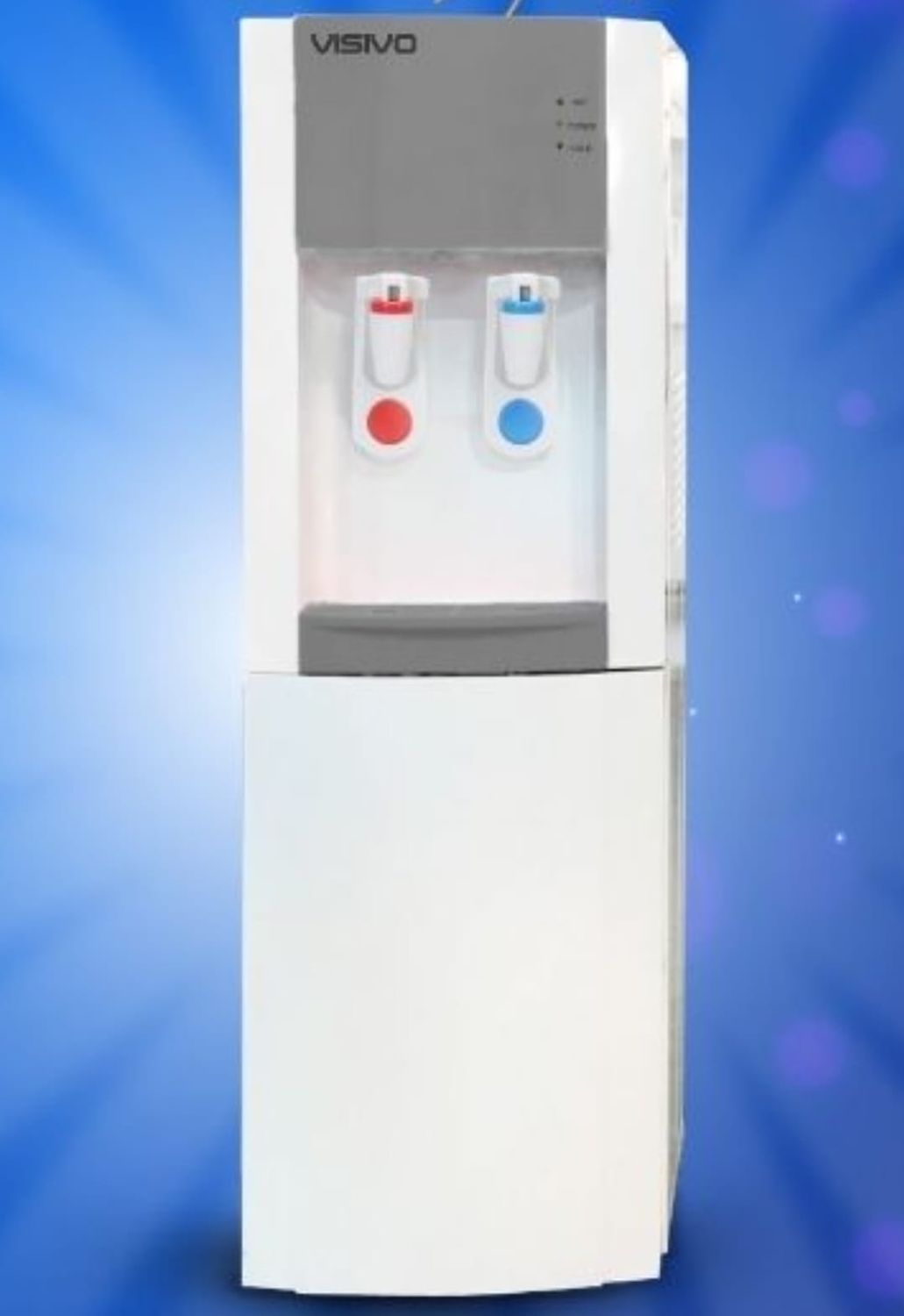 DISPENSADOR DE AGUA VISIVO GABINETE 16 LTS DOS GRIFOS AGUA FRIA Y CALIENTE BLANCO/GRIS
