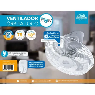 VENTILADOR HOME ELEMENTS ORBITAL 6 ASPAS (REF: HEMFT-18B)