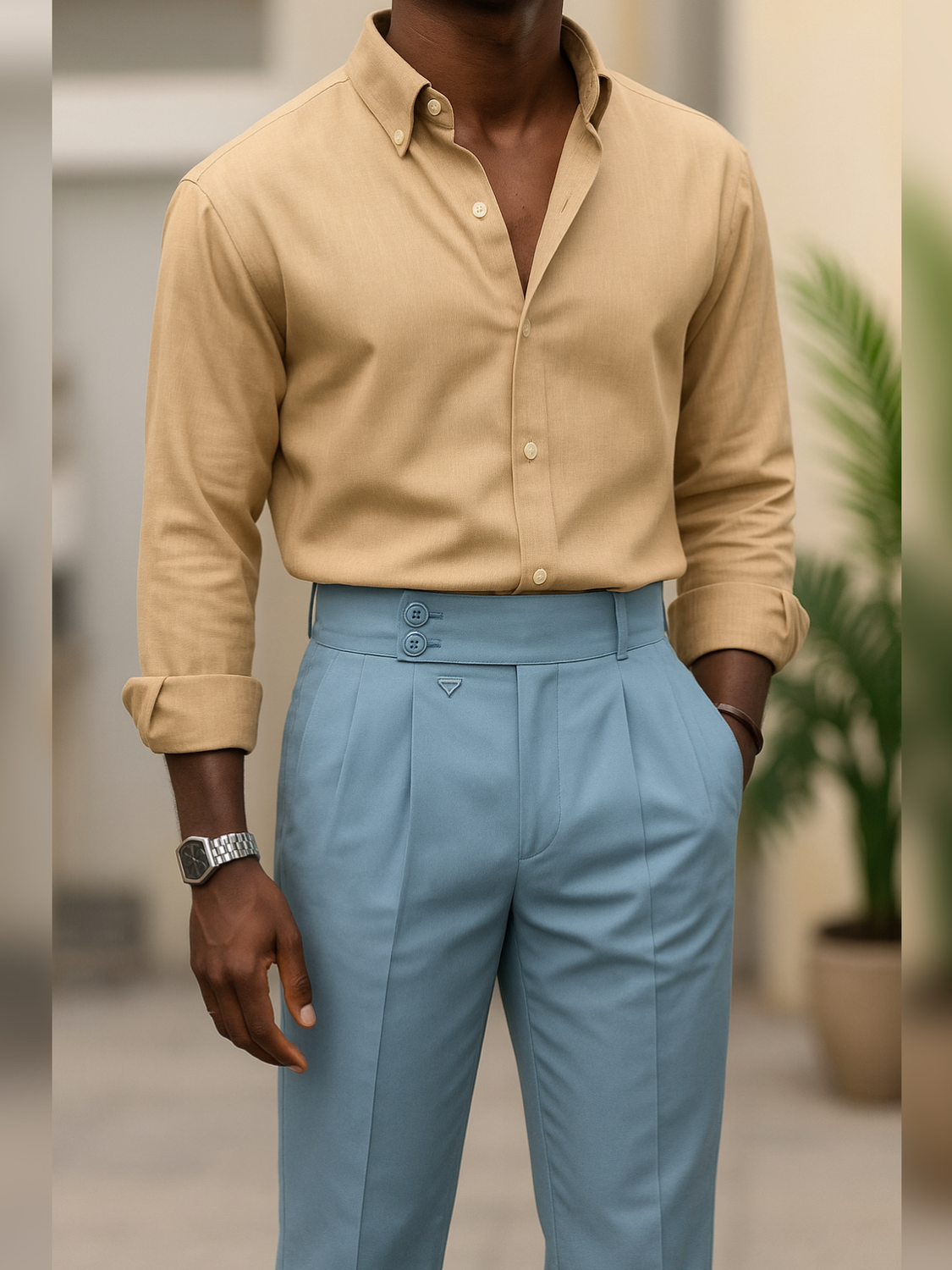 Standard Wool High-end Button Pants