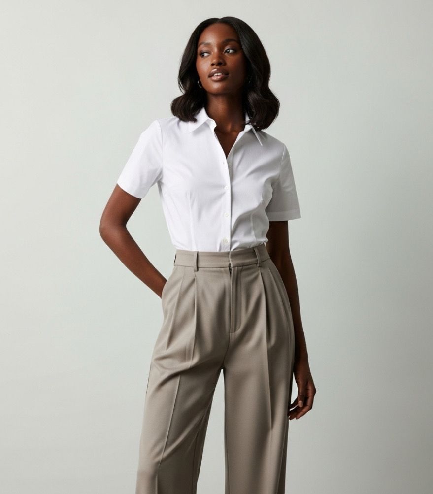 Standard Cotton White Short Sleeve Shirt