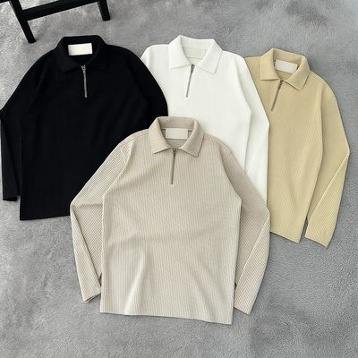 Standard Cotton Long Sleeve Zip Up Polo