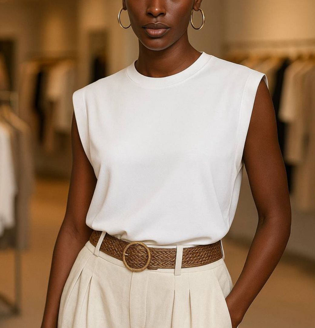 Standard Cotton Sleeveless Shoulder-pad Tee