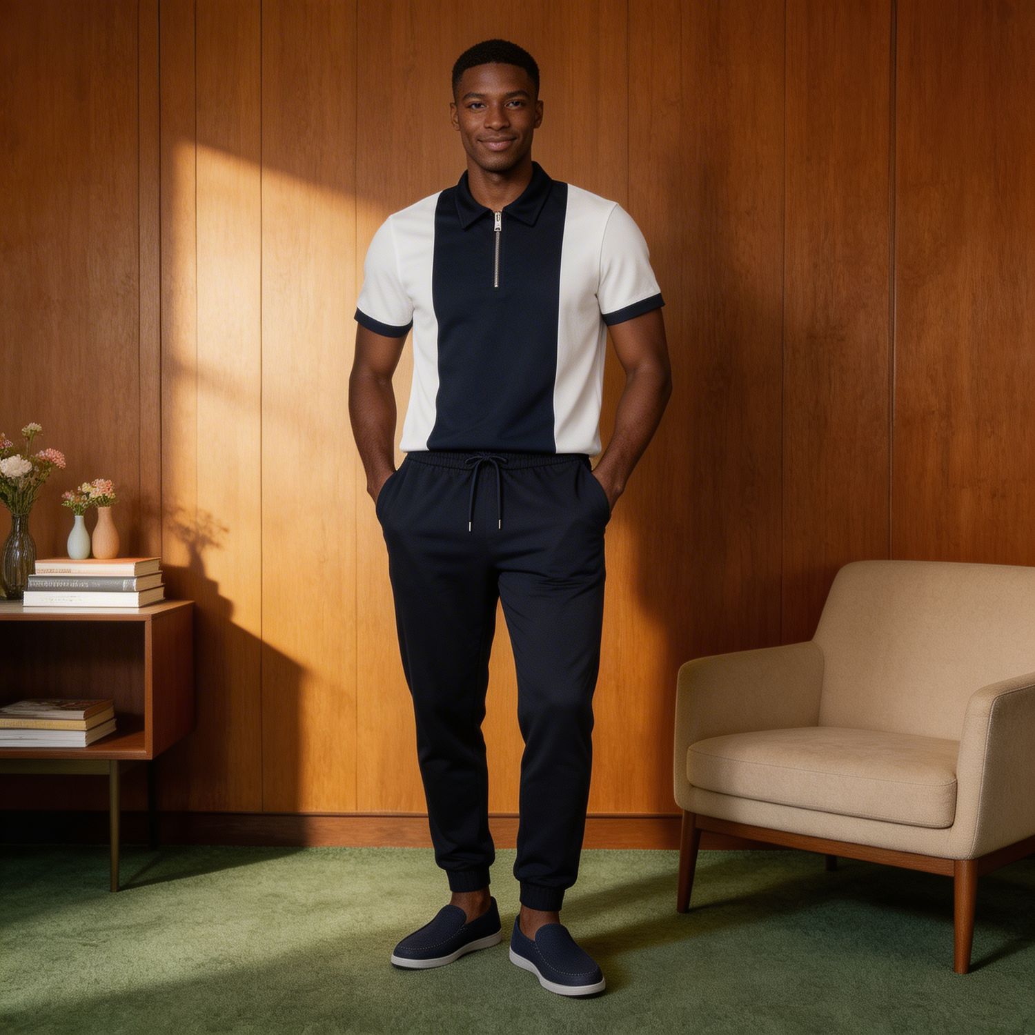 Polo Zip Up And Pants