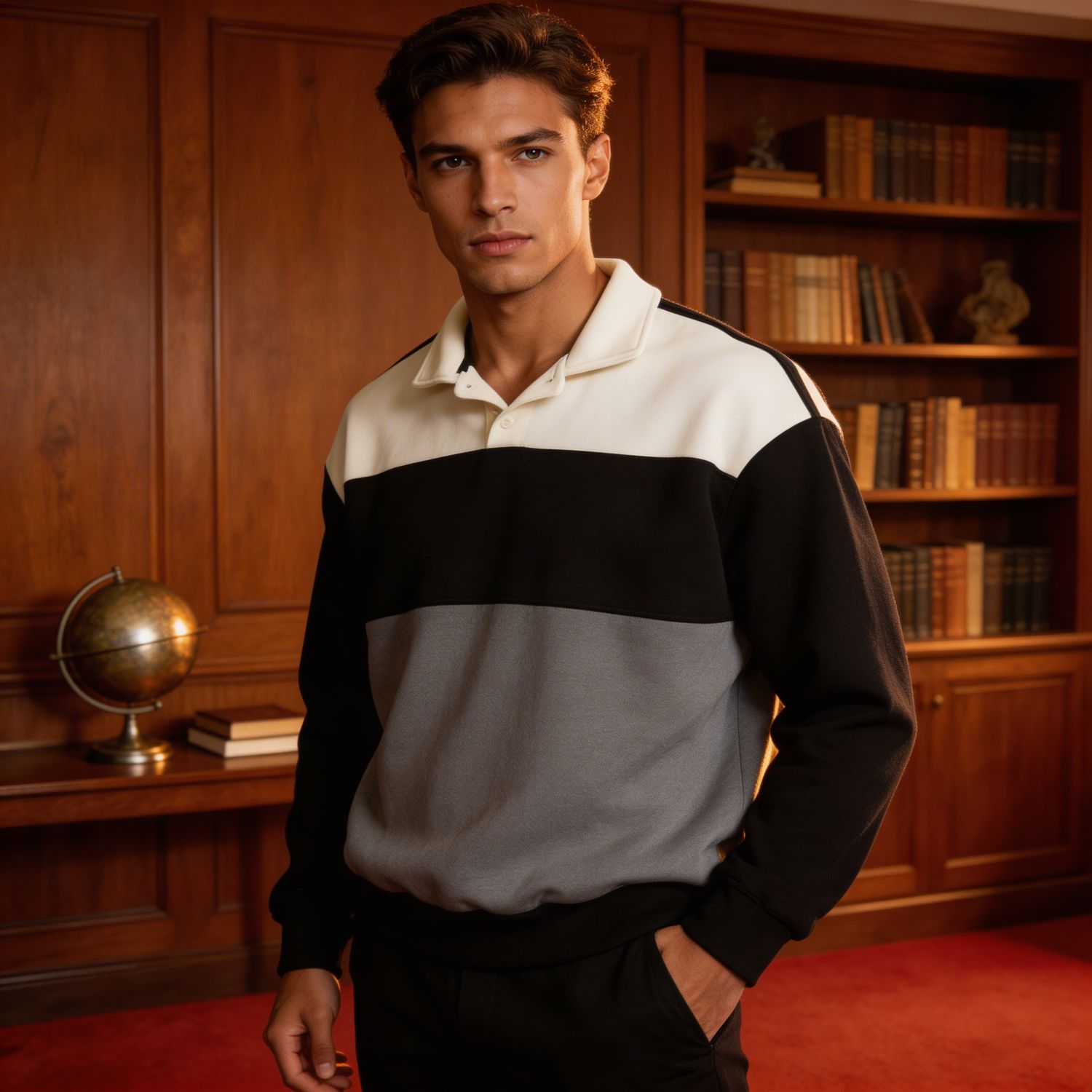 Stripe sweats polo