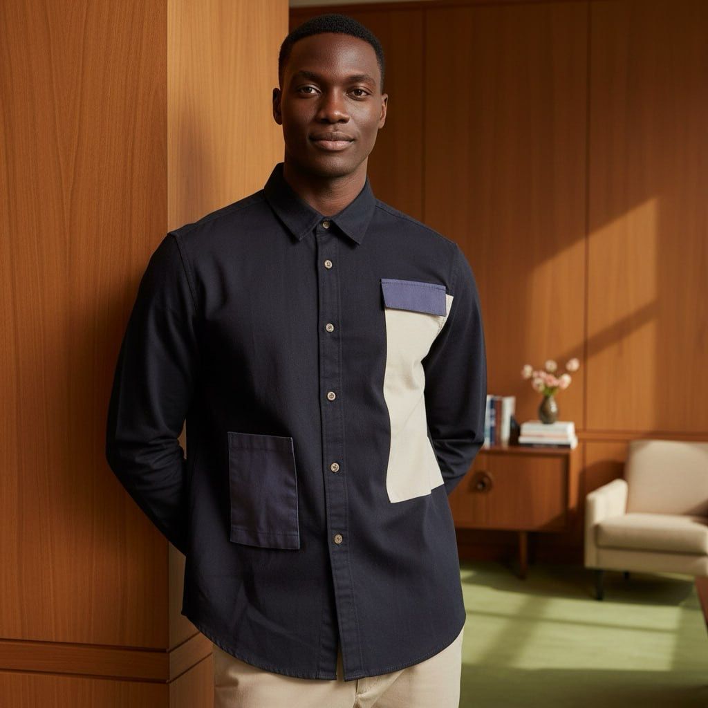 Collar patch shirt