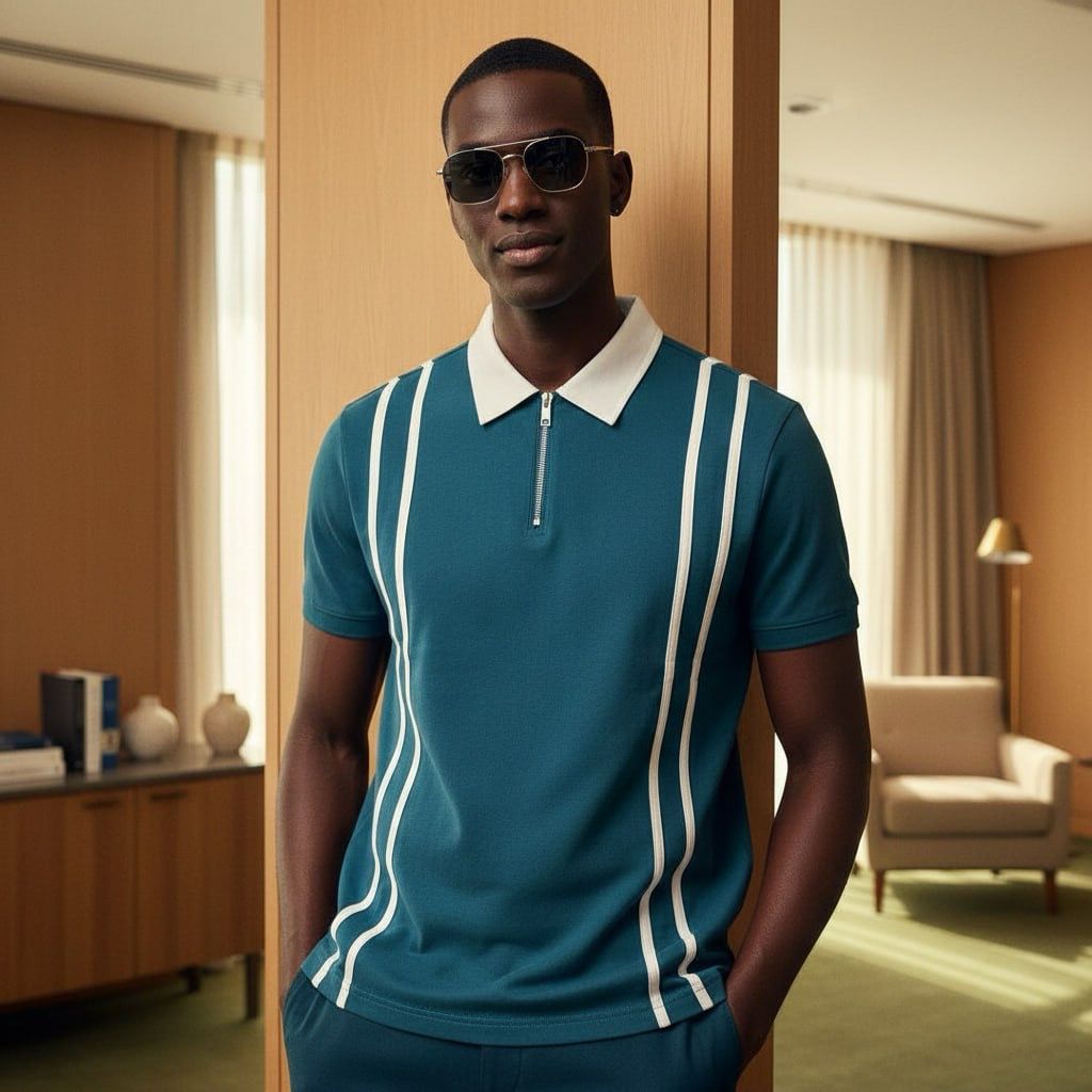 White lined polo