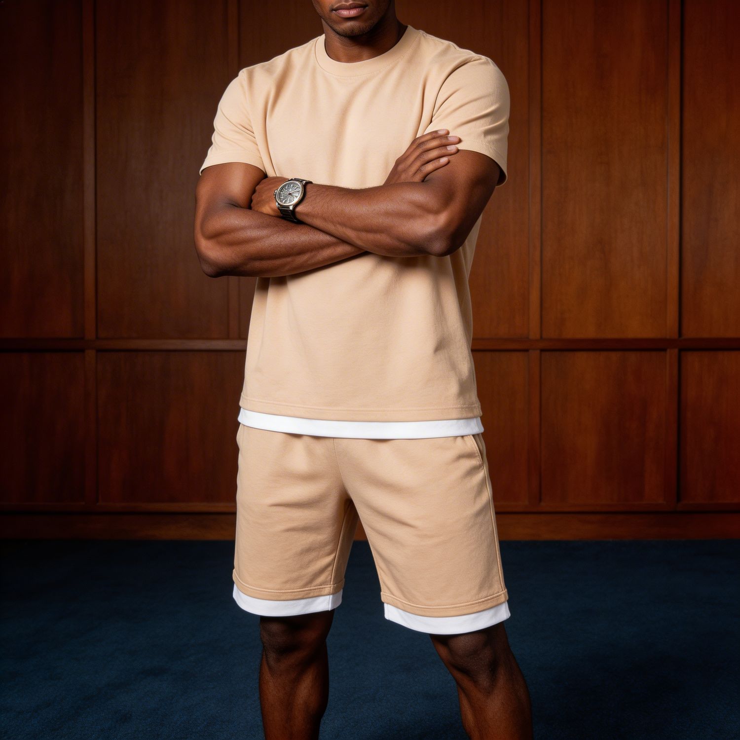 White base T-shirt and shorts