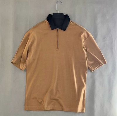 Contrast Zip Up Collar Polo