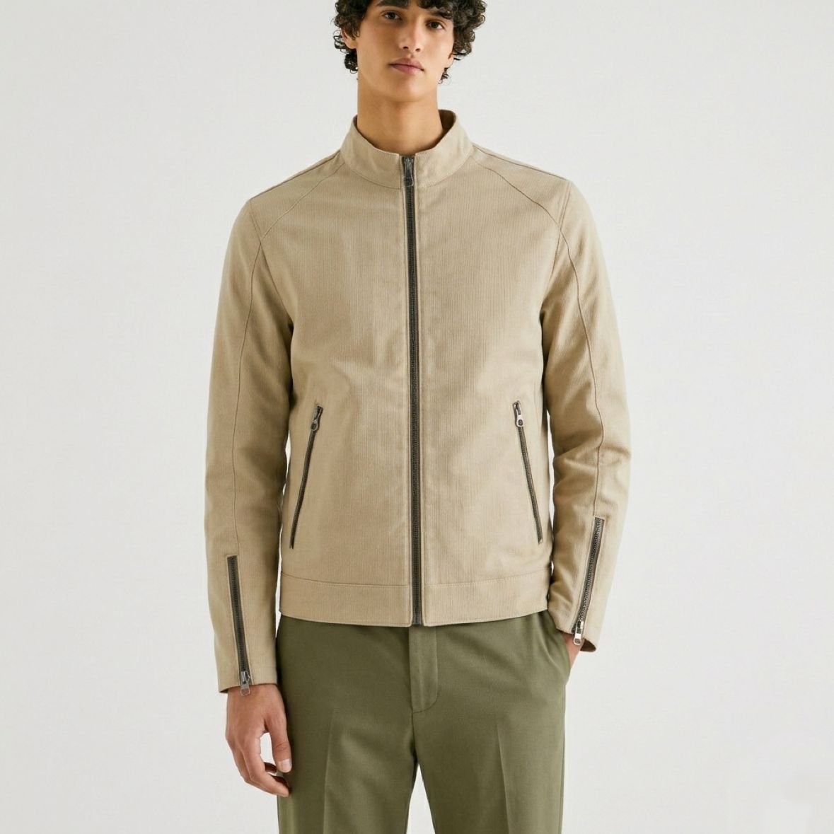 Mandarin handzipper jacket