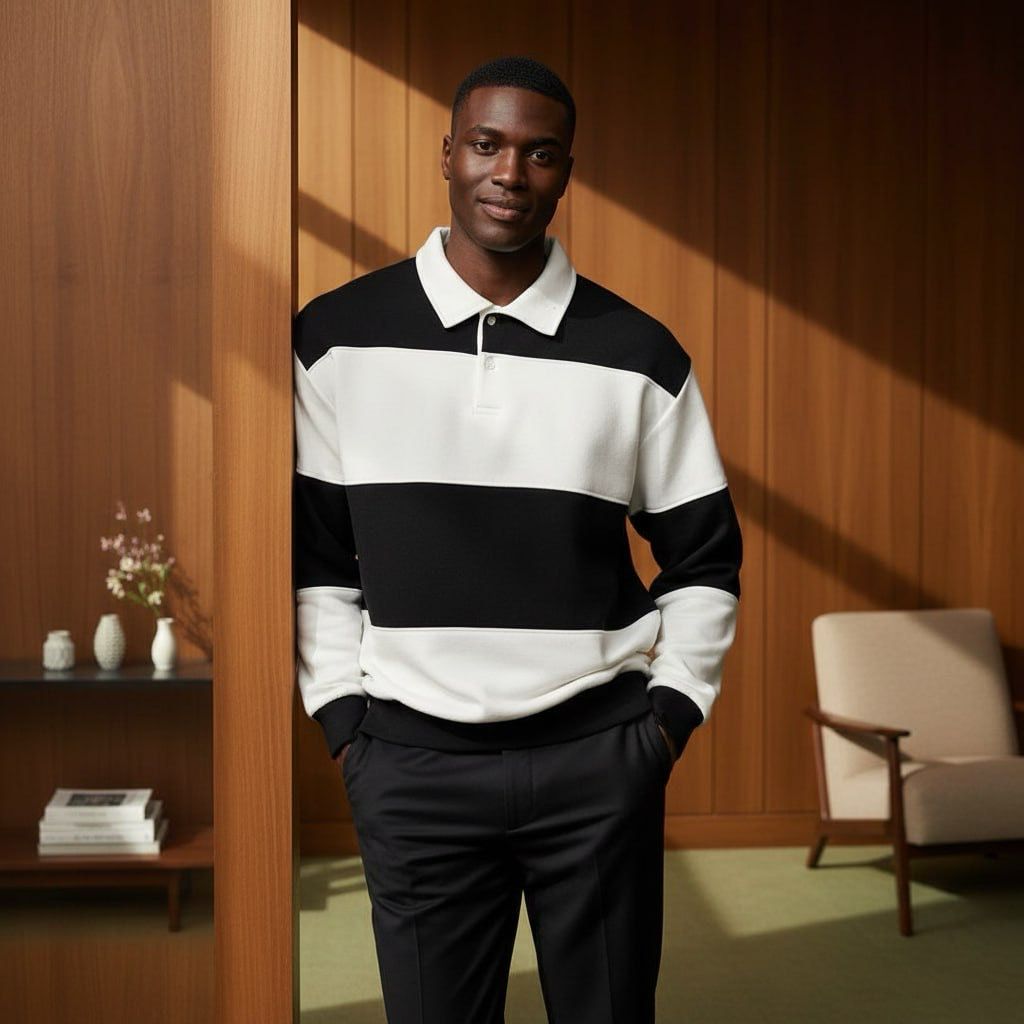 Patch stripe sweatshirt