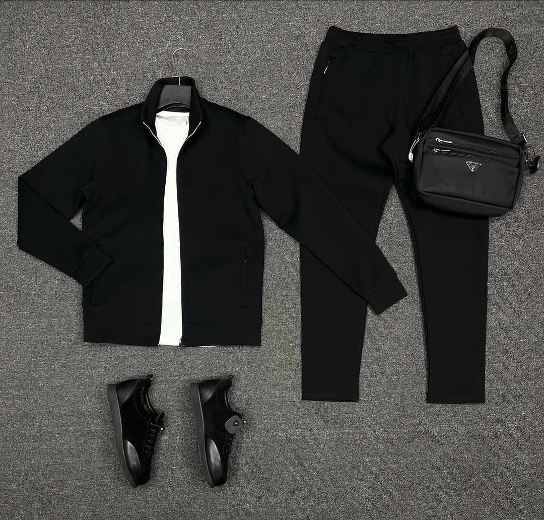 High Collar Jacket and pocket zipper pants