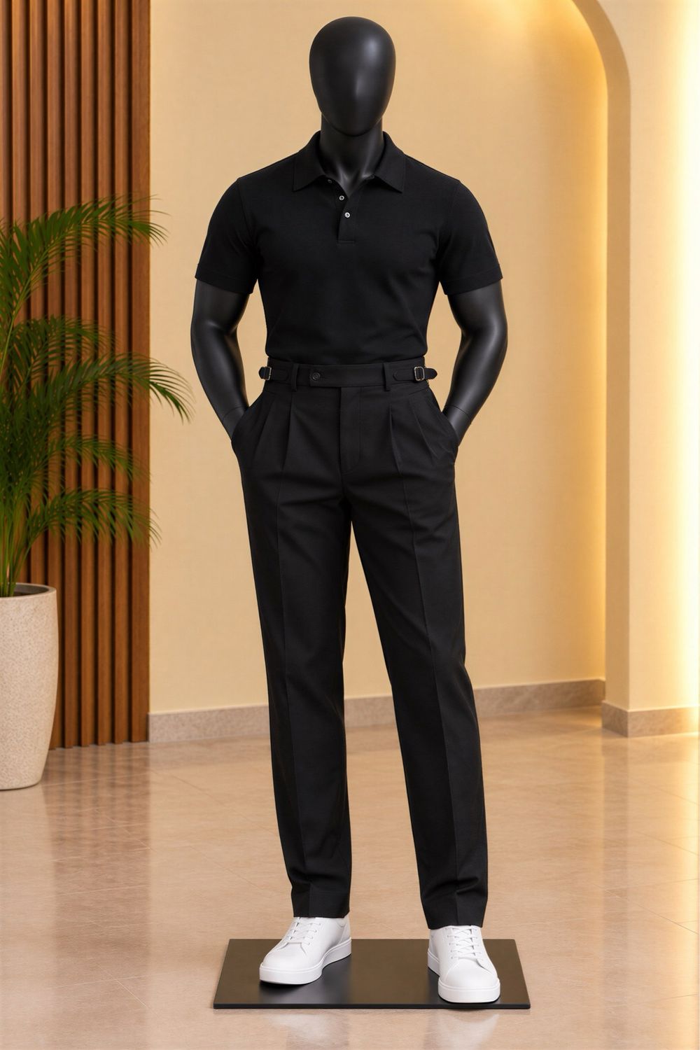 Buckle And Button Suit Pants