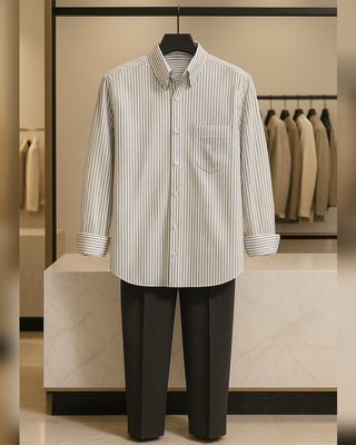 Standard Cotton Lines Fit Shirt With Pants