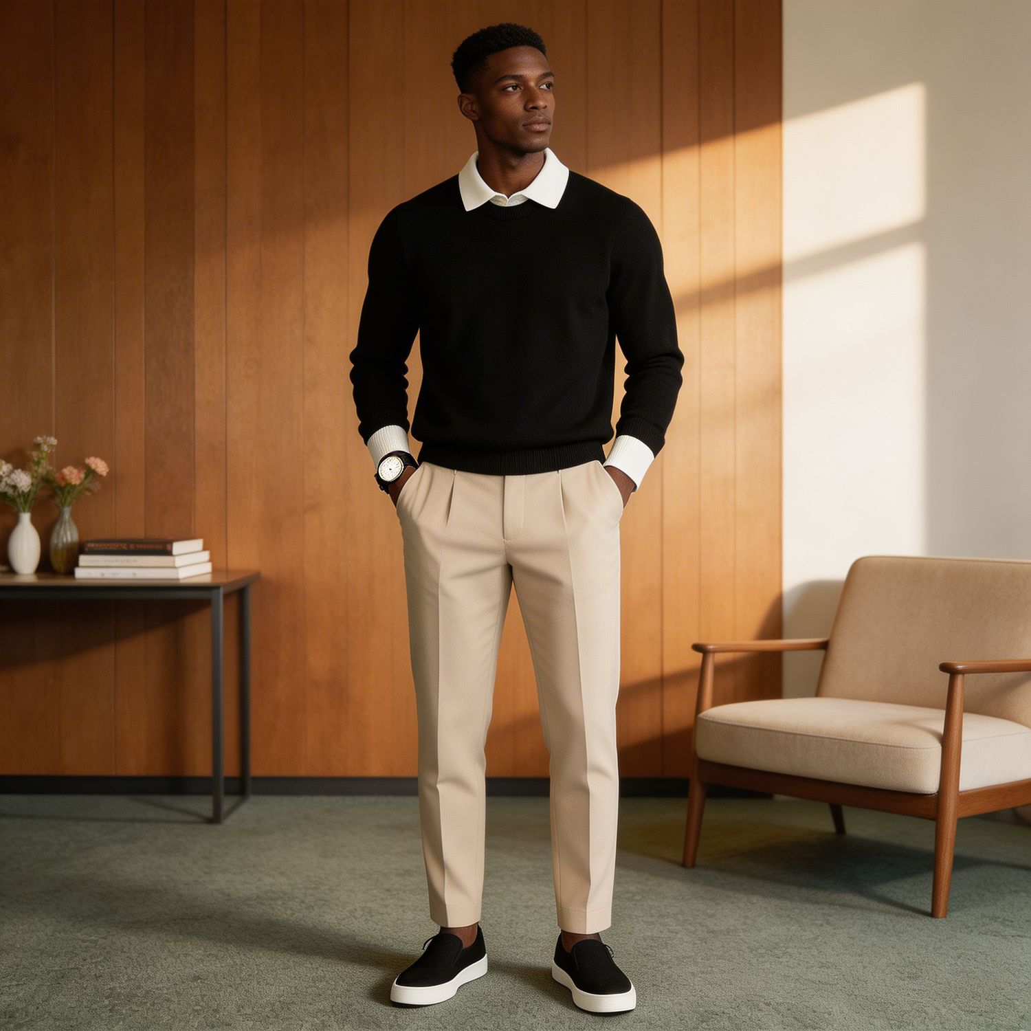 Standard Cotton Collar Polo Sweatshirt