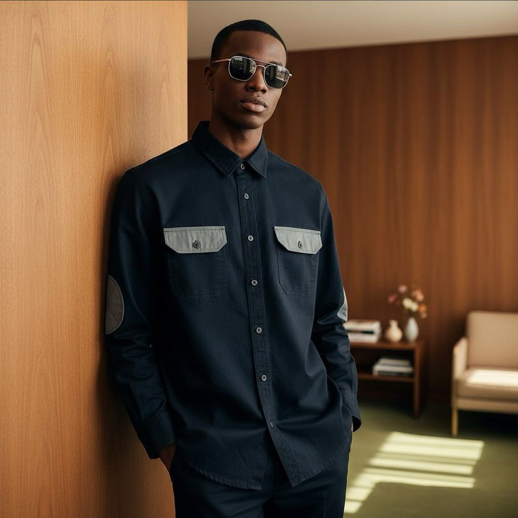 standard cotton circle patch shirt