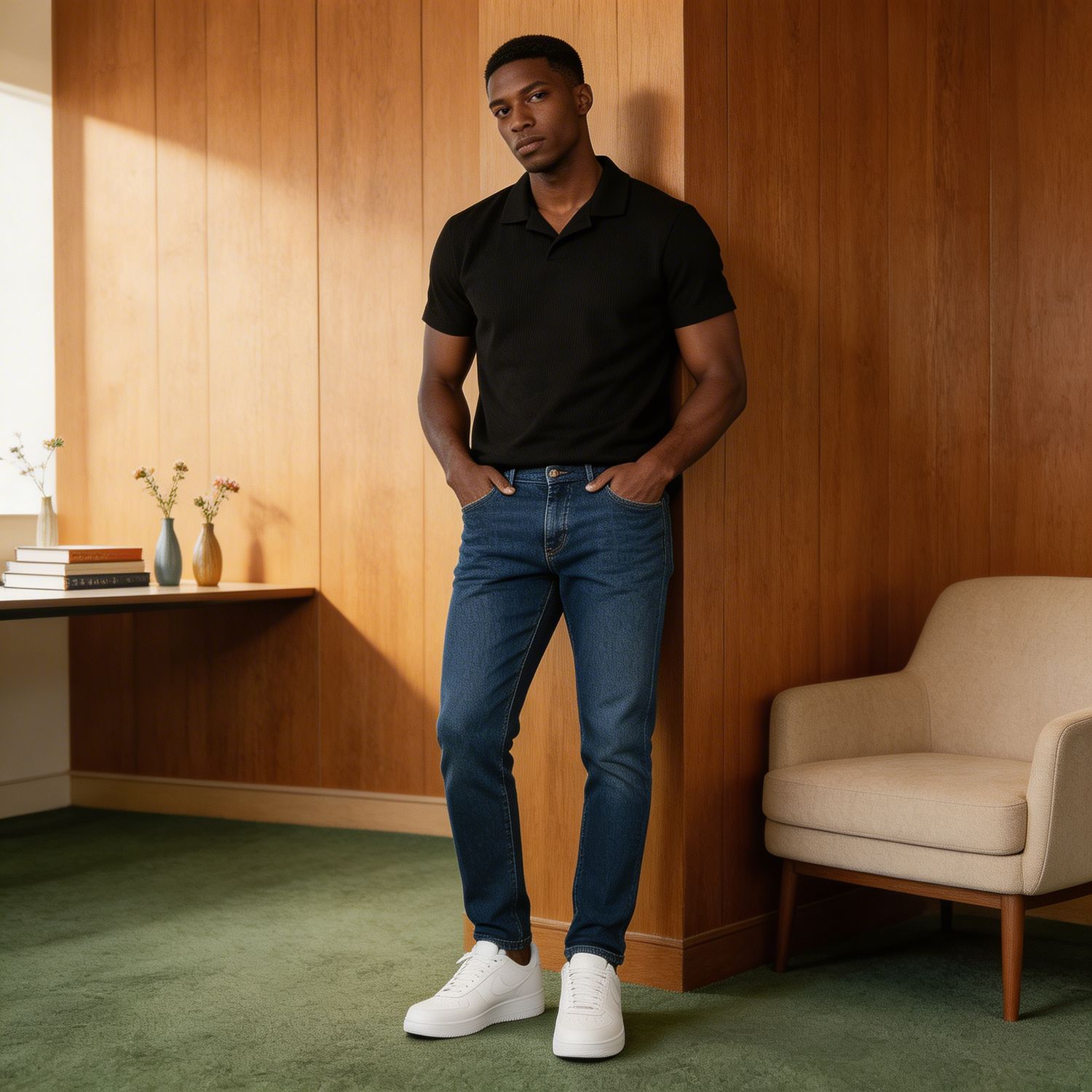 Standard Cotton Rockstar Zip Polo And Denim