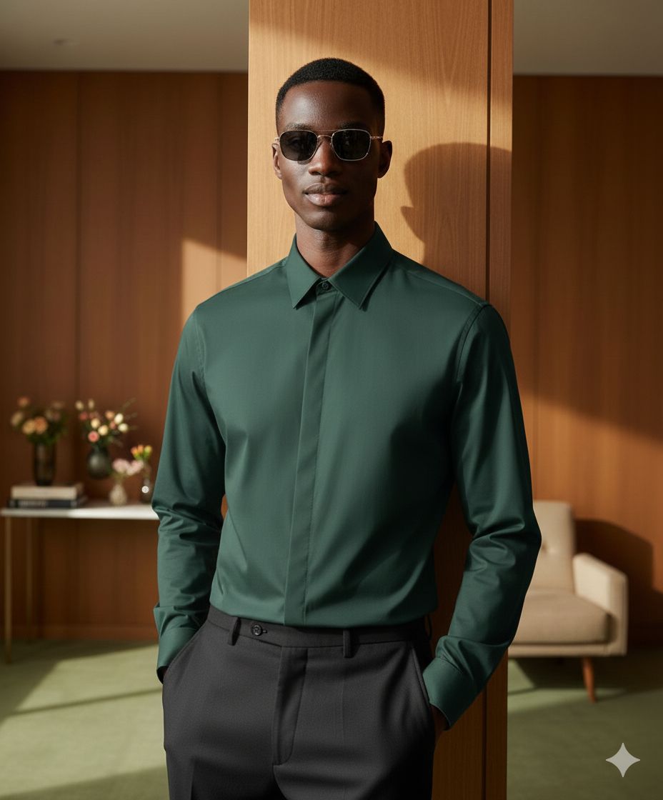 standard cotton hidden zip shirt