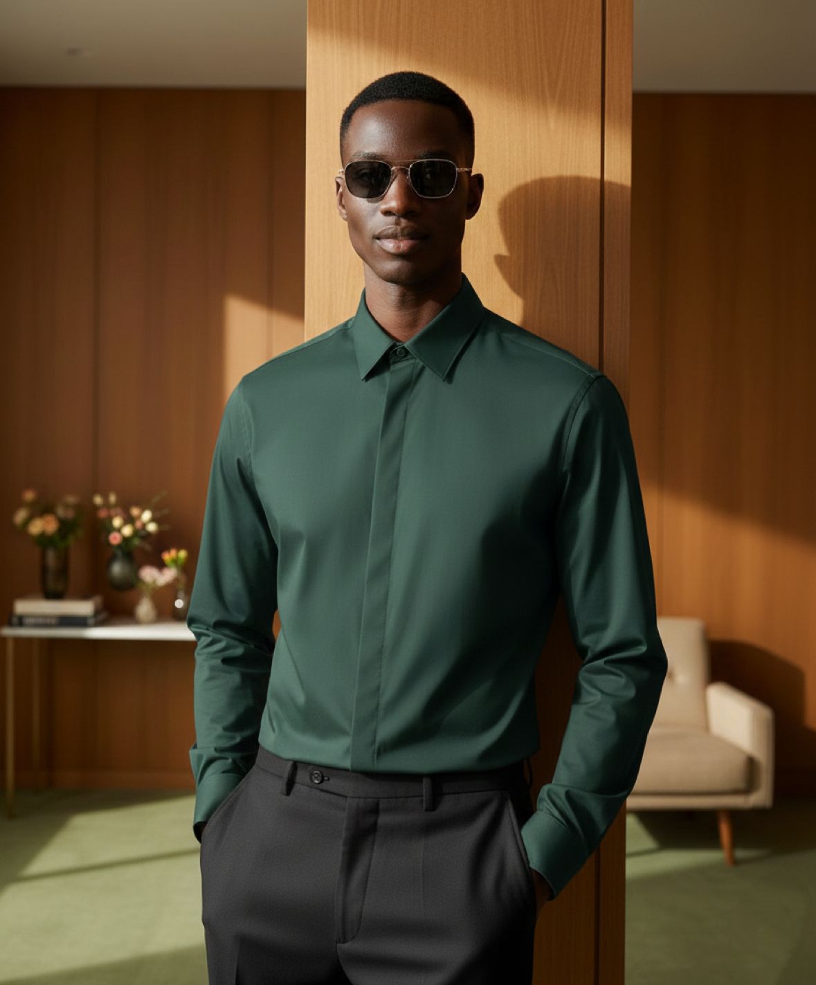 standard cotton hidden zip shirt