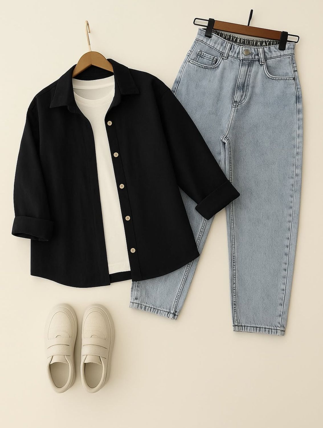 Standard Denim Faded Denim And Shirt