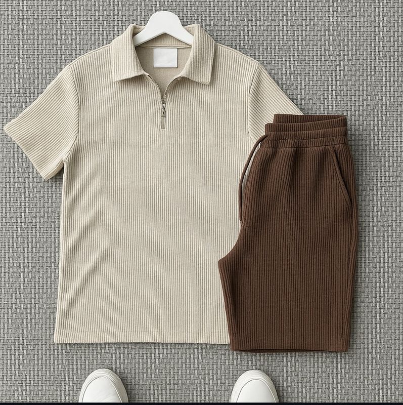 Standard Cotton Zip Up Short Set
