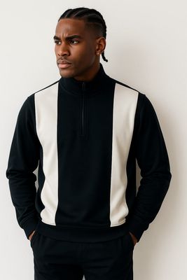 Standard Cotton Panel Zip Sweatshirt