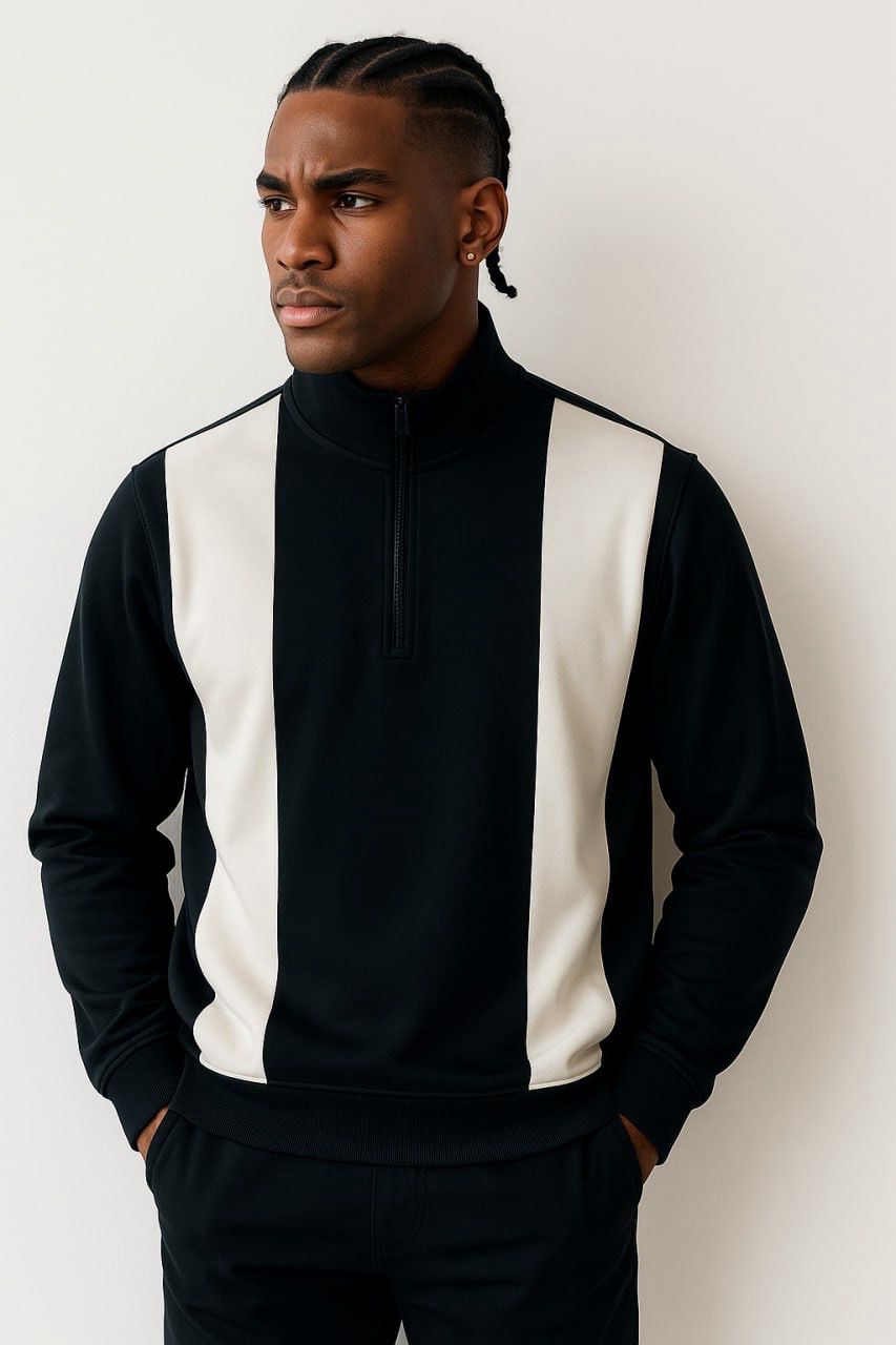 Standard Cotton Panel Zip Sweatshirt