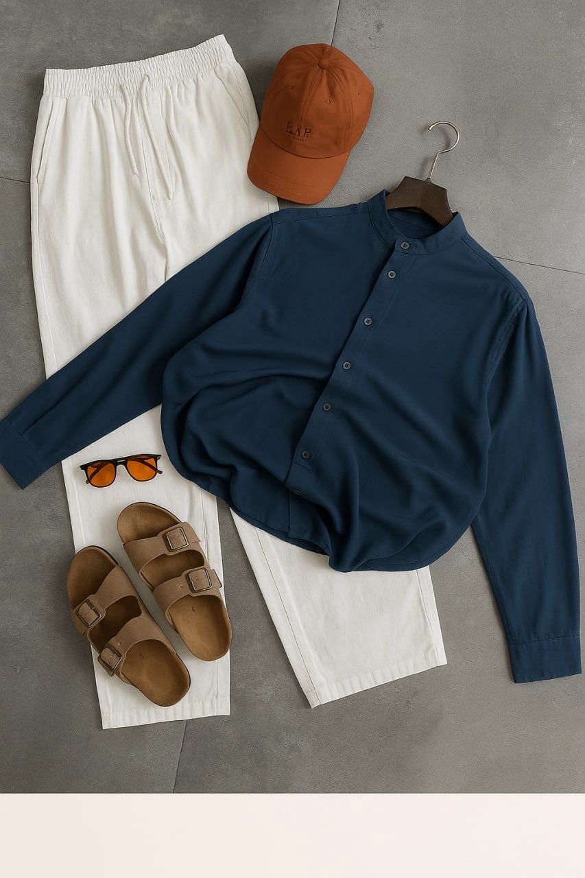 Standard Cotton Bishop Collar Shirt
