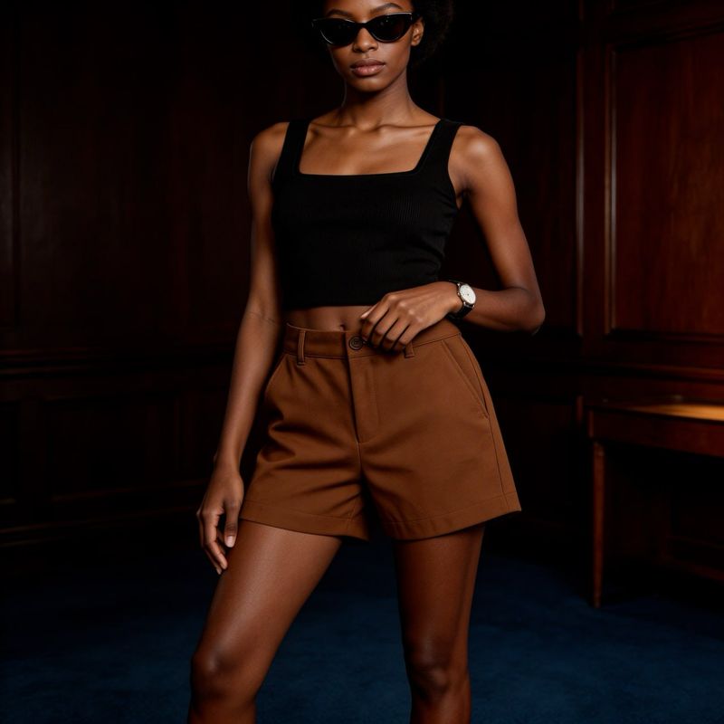Standard Square-neck Tank And Tailored Shorts Set