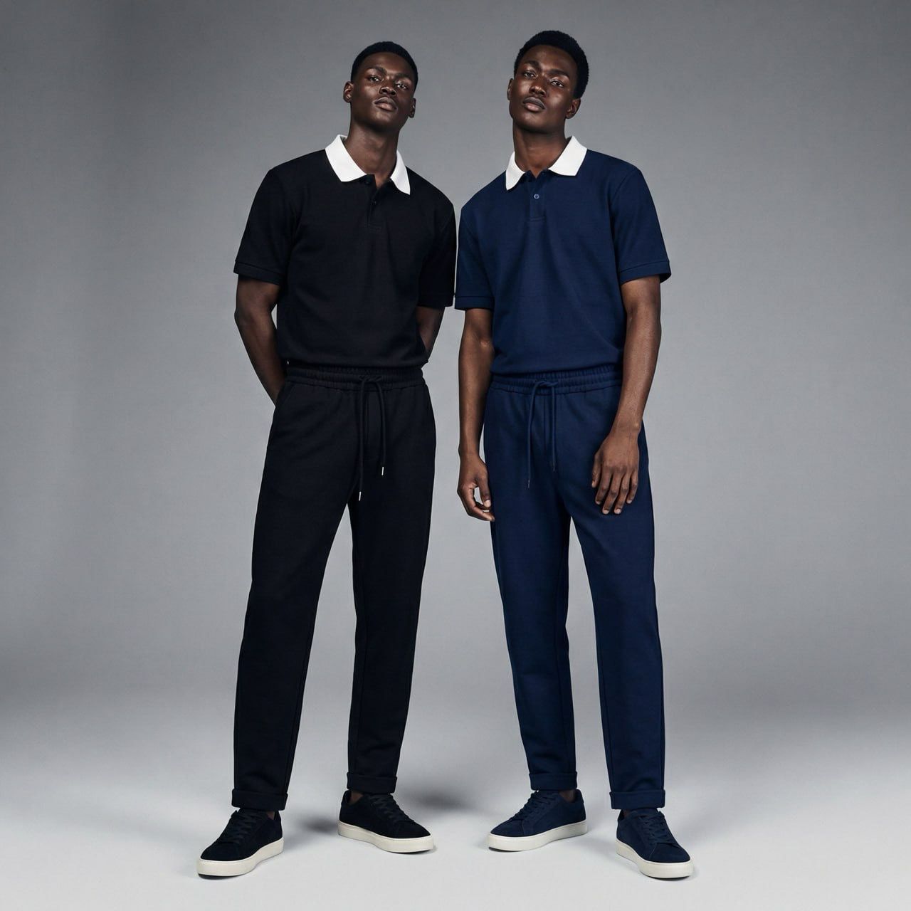 Standard Cotton Collar Patch Tee And Pants