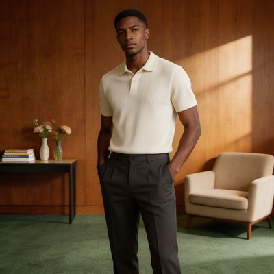 Standard Cotton Knit Rib Polo And Pants