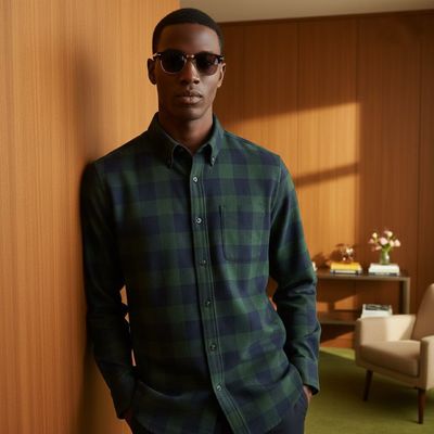 Standard Cotton Plaid Shirts And Chino Pants
