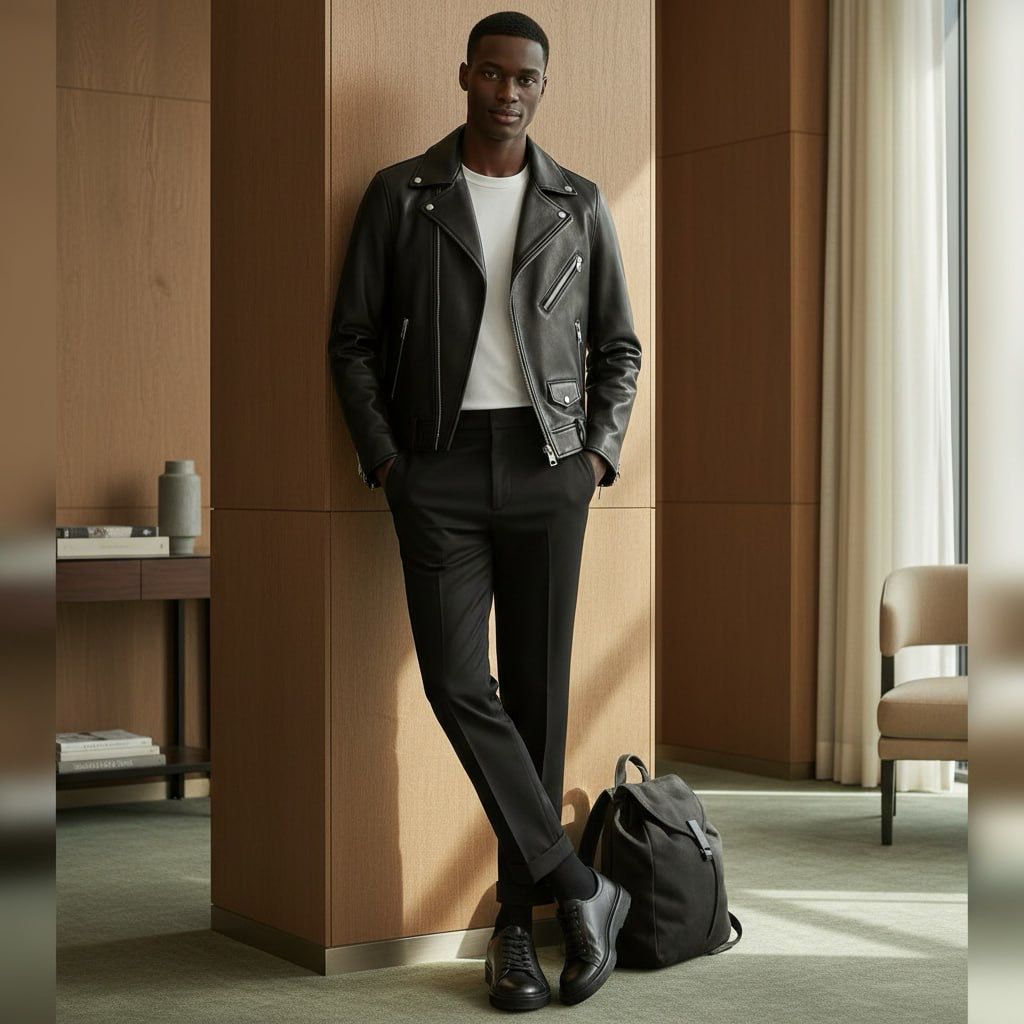 Standard Cotton Leather Biker Jacket