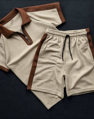 Standard Cotton Knit Rib Polo And Pants Set
