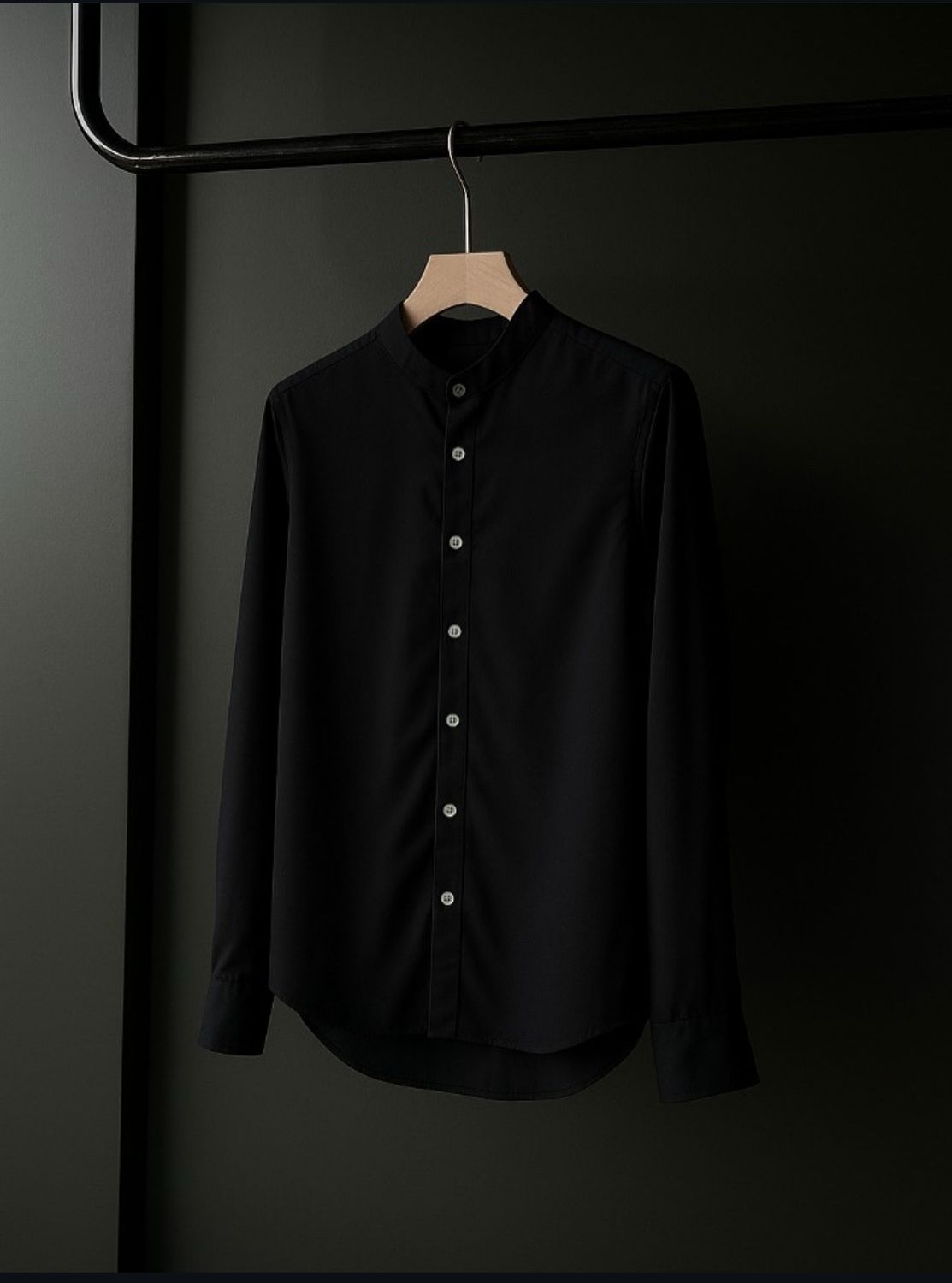 Standard Cotton Plain Mandarin Shirt