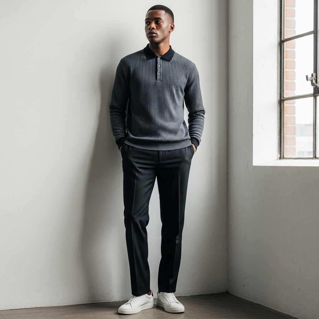 Standard Cotton Ribbed Collar Sweatshirt